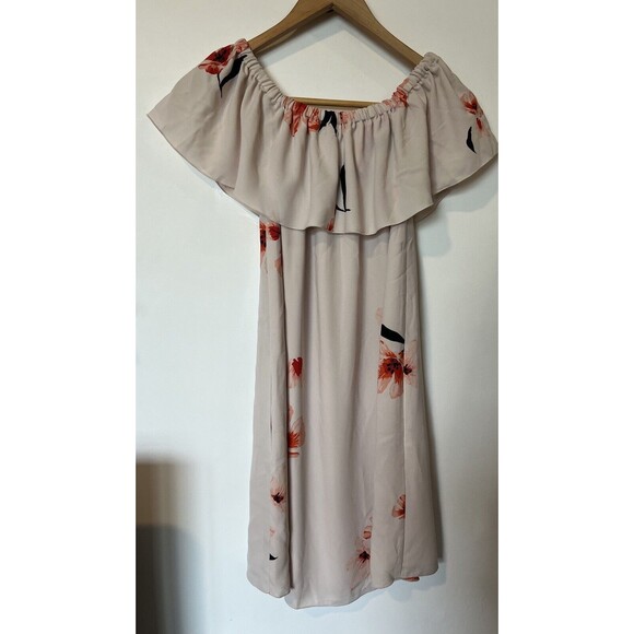 Aritzia Wilfred Cream Pink Floral Print Off Shoulder Flowy Mini Dress Si… - Picture 5 of 10
